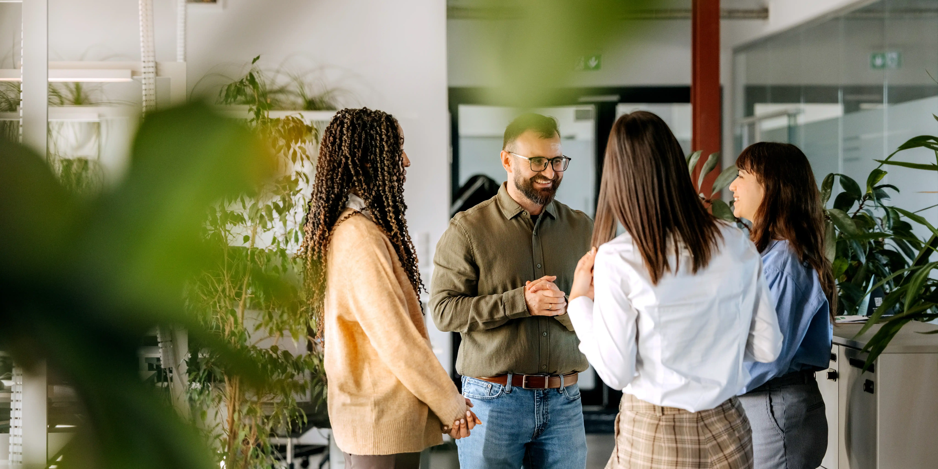 Orthodontists talking in a bright office